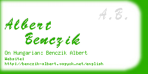 albert benczik business card
